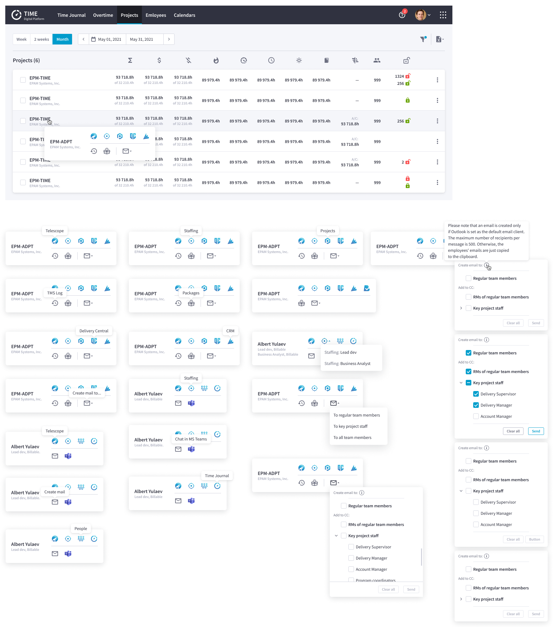 Since this&nbsp;is&nbsp;a&nbsp;desktop service, a&nbsp;context menu was&nbsp;added with&nbsp;actions and&nbsp;links to&nbsp;other internal services for&nbsp;the&nbsp;project.