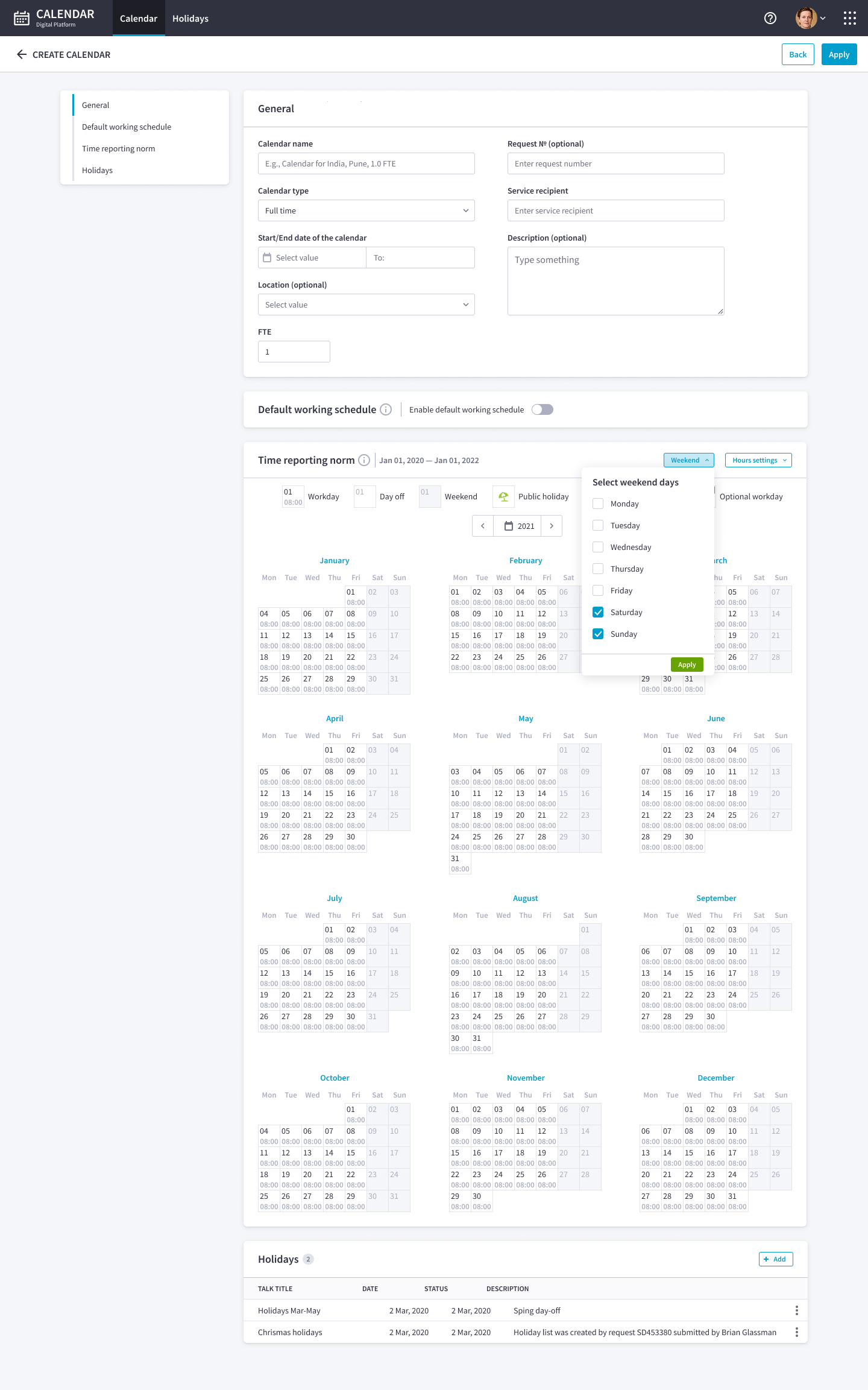 Designed a&nbsp;calendar template to&nbsp;account for&nbsp;local holidays, vacations, and&nbsp;working time specifics across different countries.
